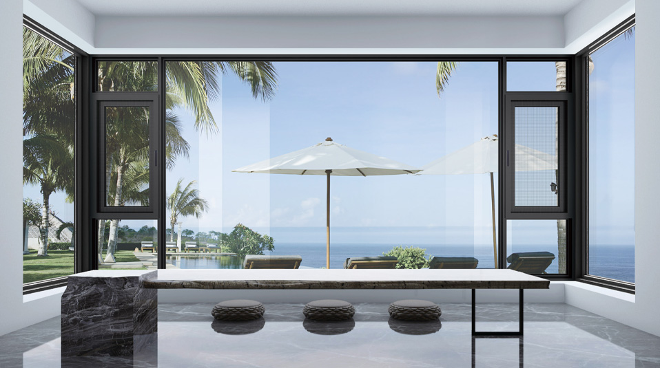 Aluminum casement windows