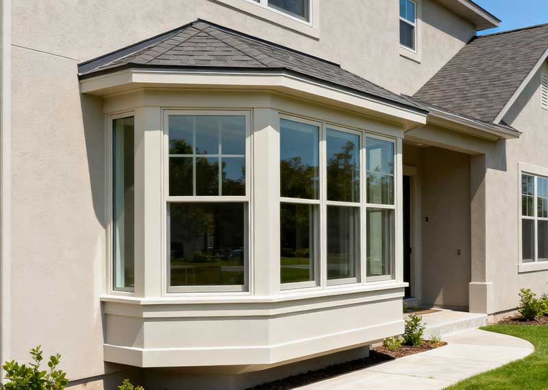 Classic Bay Window Exterior with Roof - Kanod Aluminum Window Ideas