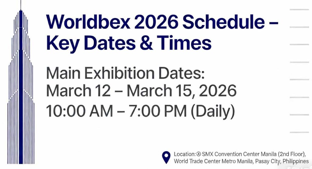 Worldbex 2026 Schedule key dates and times