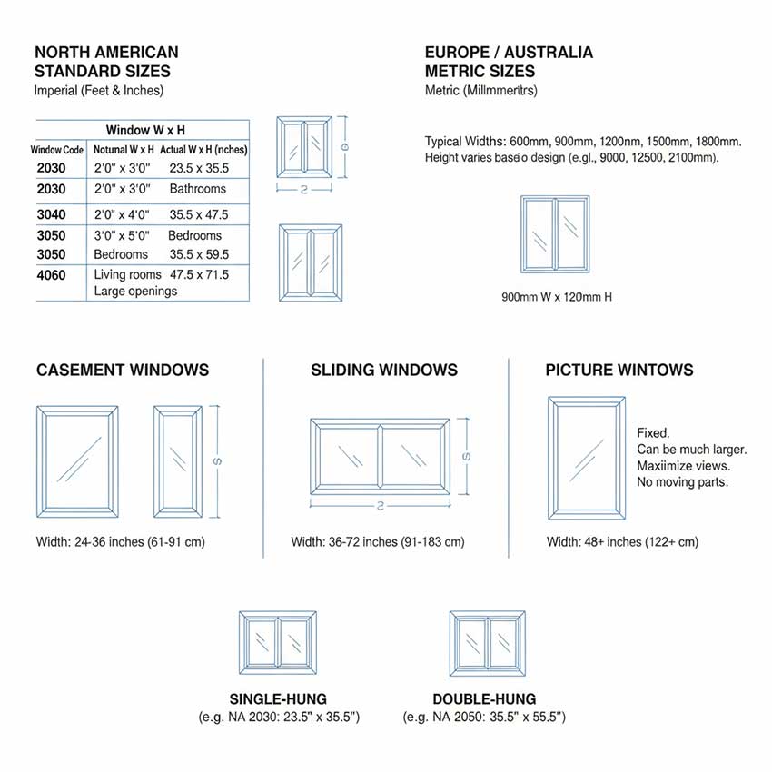 Standard Window Sizes Chart: Complete Guide for Architects & Builders