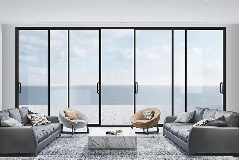 Diseño moderno de puerta corrediza de vidrio: aplicaciones en terraza y porche